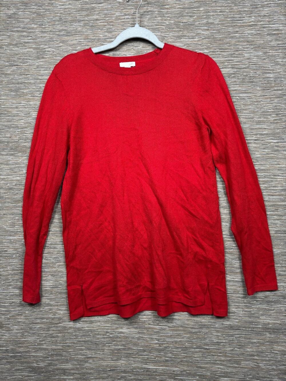 J Jill Tunic Sweater Womens Size XS Dark Red Cotton Blend Boat Neck Long Sleeve
